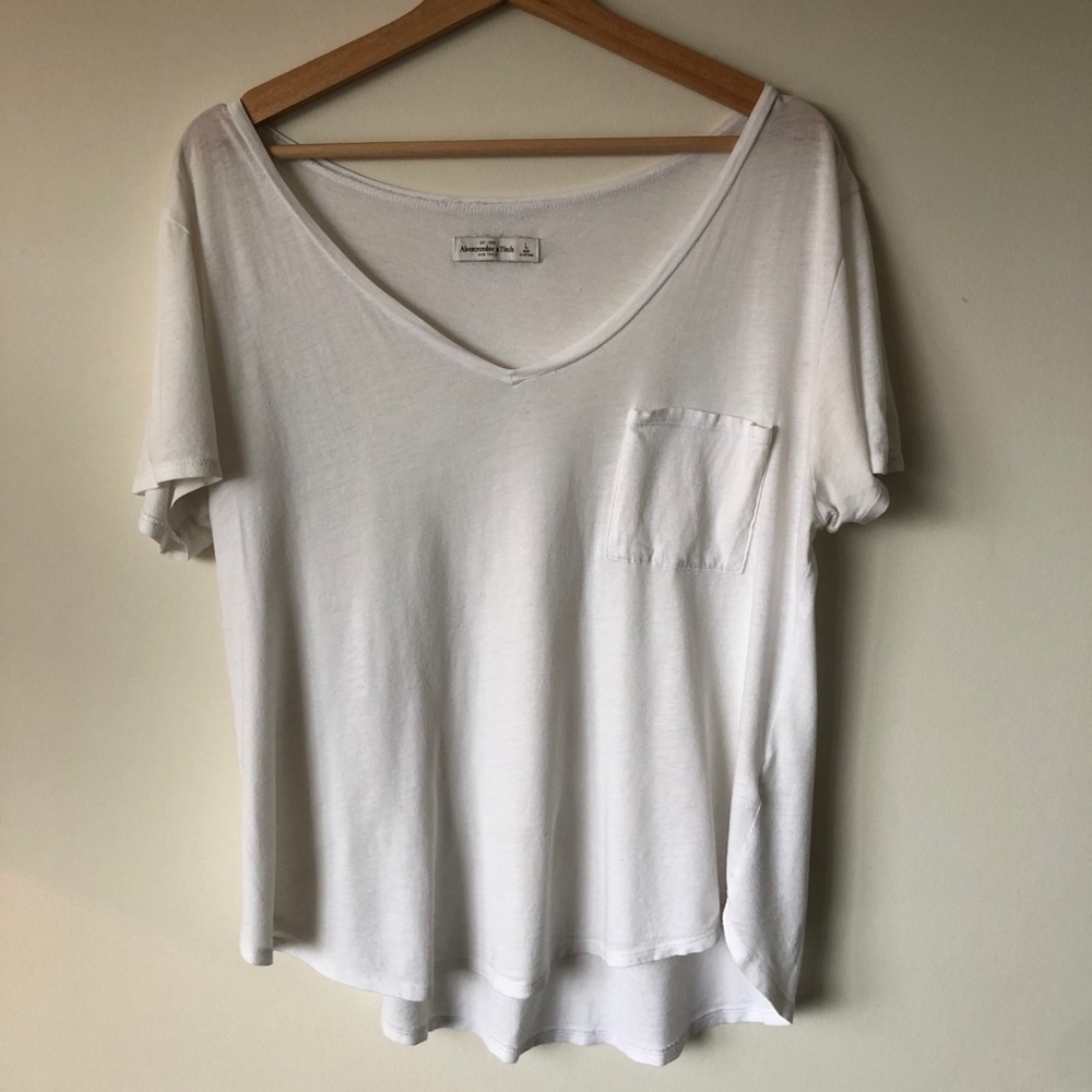 Abercrombie White V-neck Tshirt